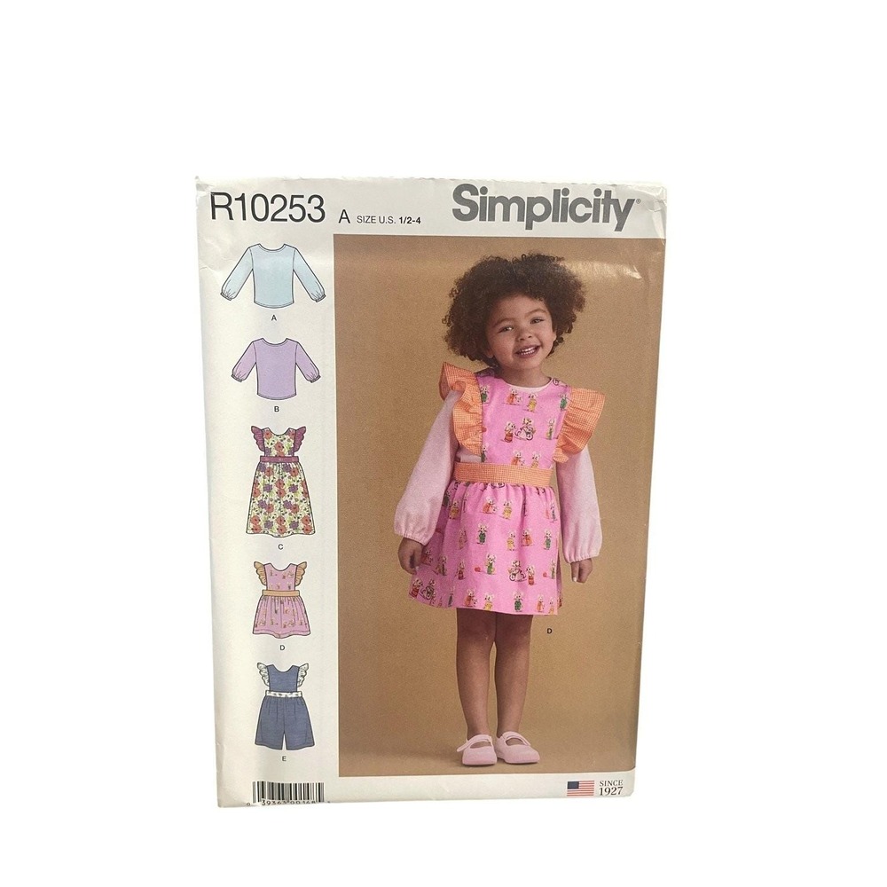Simplicity R10253 Toddlers' Dress Jumper Jumpsuit Top Size 1/2-4 Kids Girls
